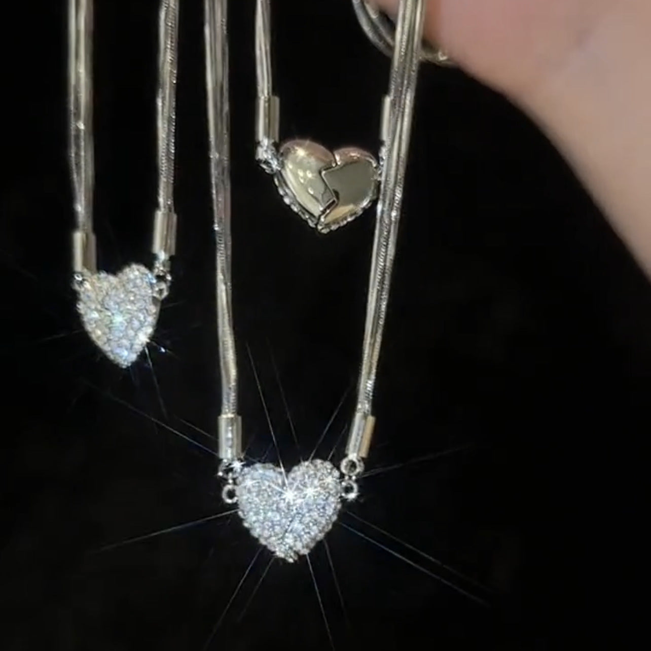 Heart & Star Magnetic Spakrly Necklace