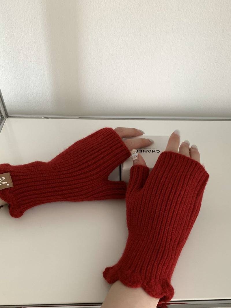 Knitted Hand-made Half Finger Gloves